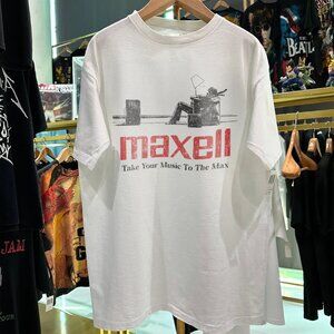Vintage Maxell Tshirt Reprint White 90s Promo‎